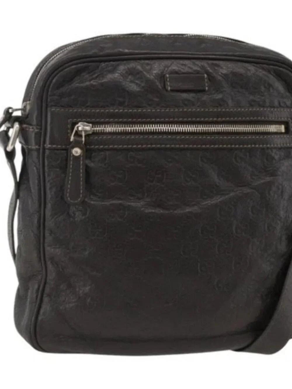 GUCCI GG Canvas Guccissima Shoulder Bag Leather Black Gold 201448 Auth BA11920